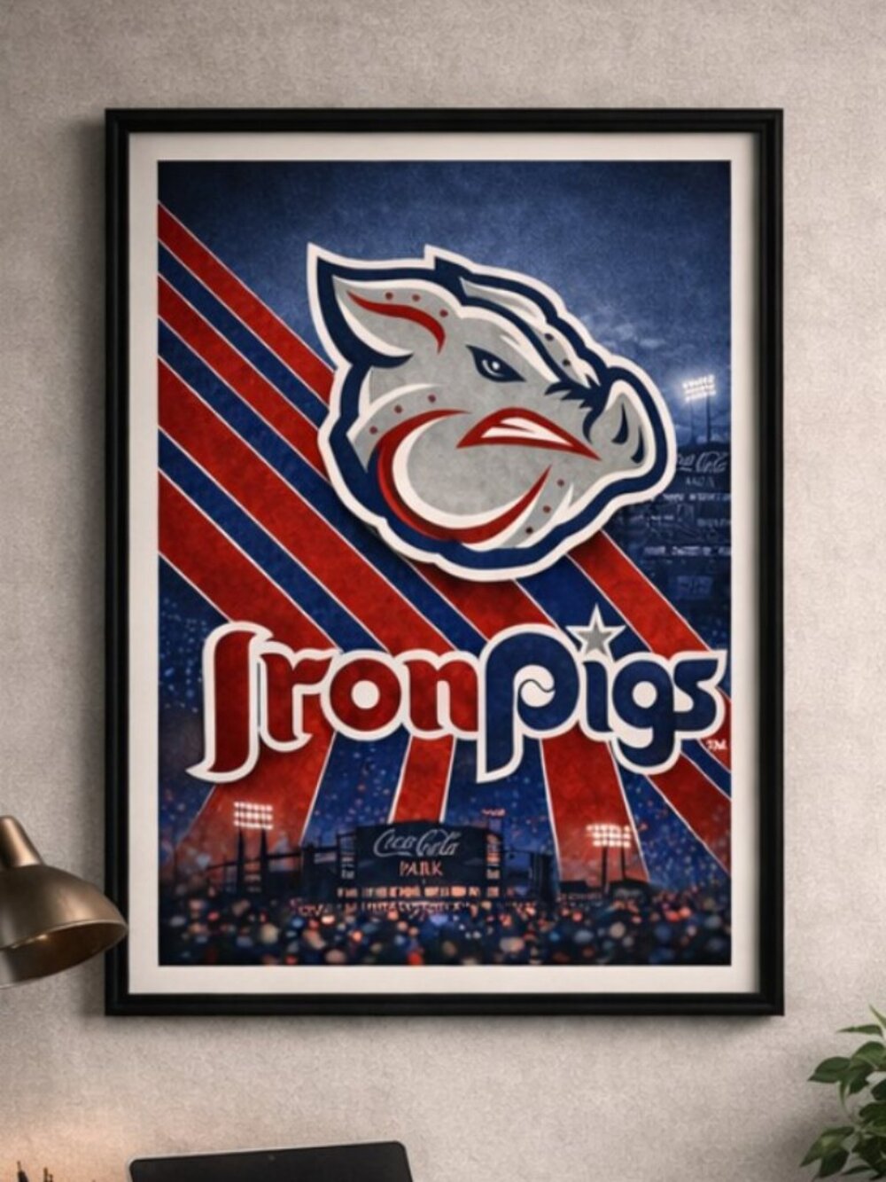 Lehigh Valley IronPigs Framed Wall Art | 13x19 Baseball Logo Stadium Decor